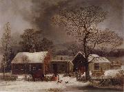 George Henry Durrie Winter Scene in New Haven,Connecticut oil